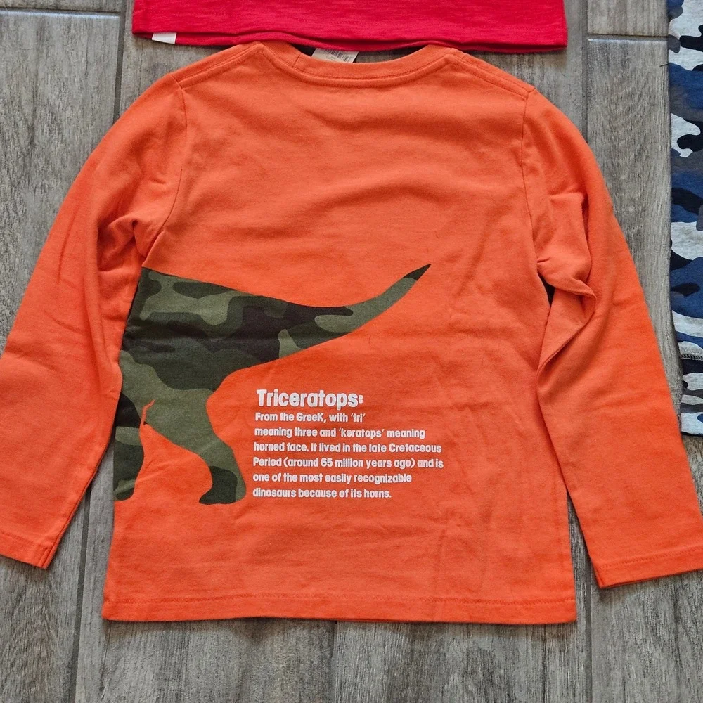 Gap Dinosaur Shirt and Pants Set Kids 5 Red Orange Blue NEW Camo Sequin T-Rex